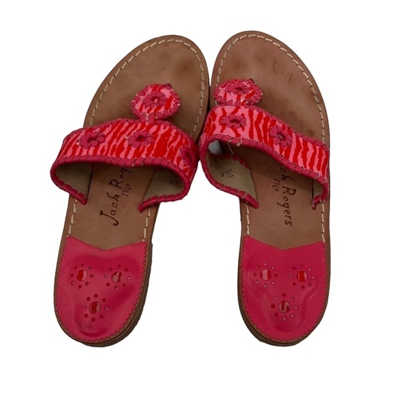 Jack Rogers Flat Pink Red Sandals Size 8 1/2 Women's - Picture 5 of 9